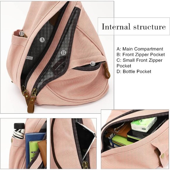 Women Small Casual Canvas Sling Crossbody Shoulder Backpack main image 5